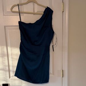 Elegant One-Shoulder Blue/Teal Dress